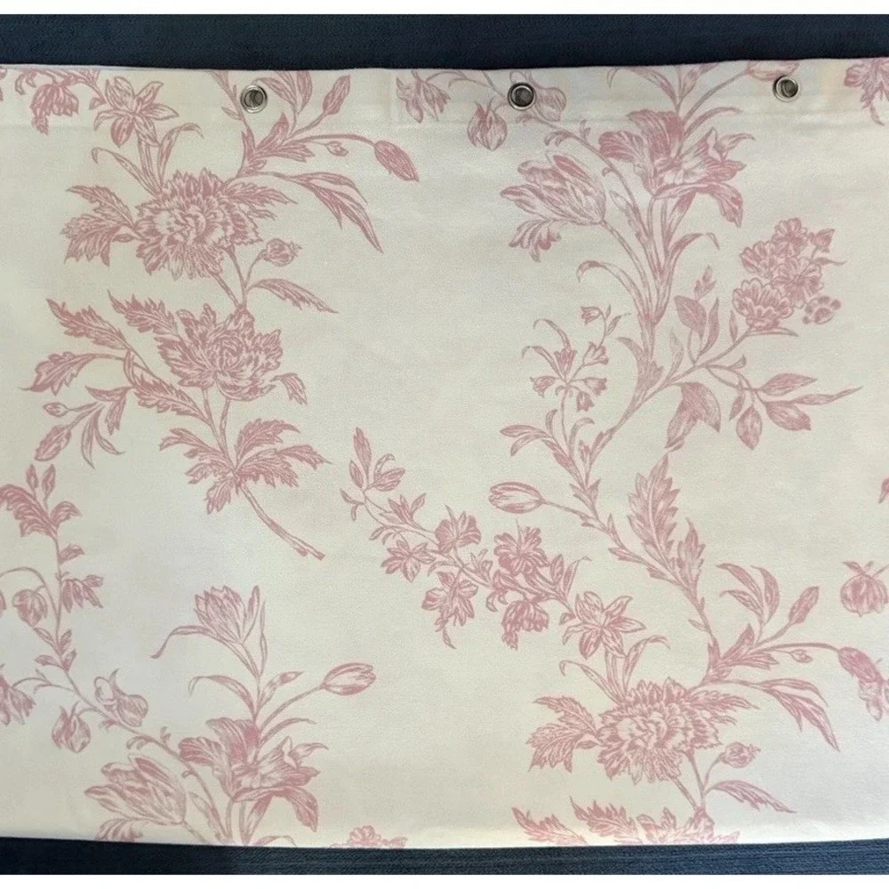 Pink Floral Toile Botanical Fabric Shower Curtain White 72 X 72 Toile De Jouy